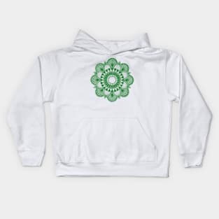 Flower Mandala (green on white) Kids Hoodie